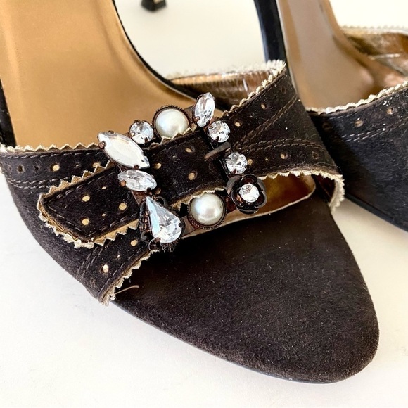 NWOT — Y2k Rampage Pattie Chocolate Brown Pumps w / d'Orsay heel Size 10 - Picture 9 of 13